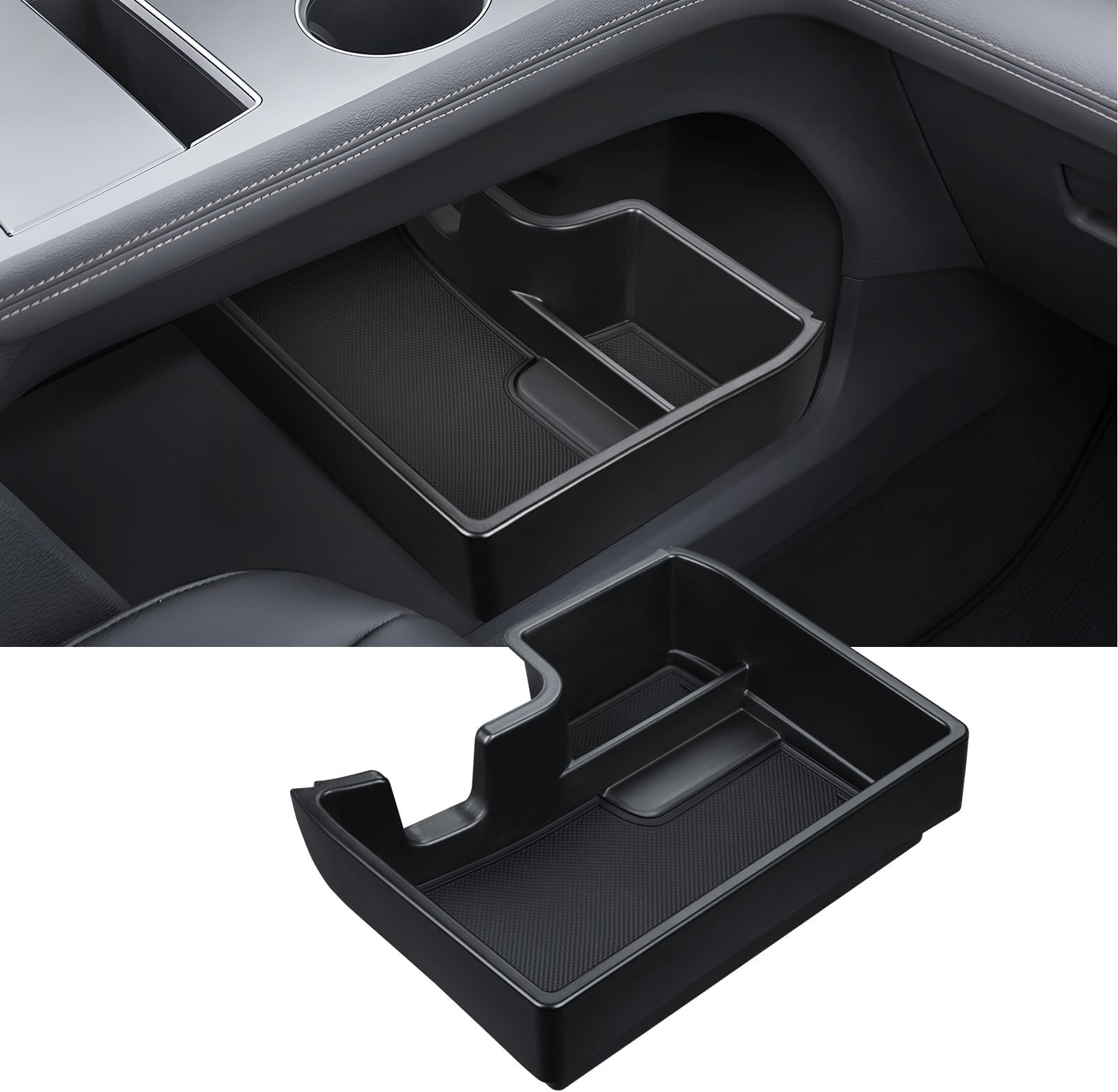 Ecarzo Console Bottom Organizer Compatible with 2021-2026 Toyota Sienna Accessories, Lower Center Console Tray Storage Box with Multiple Compartments