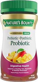 Nature’s Bounty Pre + Pro + Postbiotic Gummies: 3-in-1 Gut Health, Digestion & Immune Support - Tropical Mango, 30 Ct