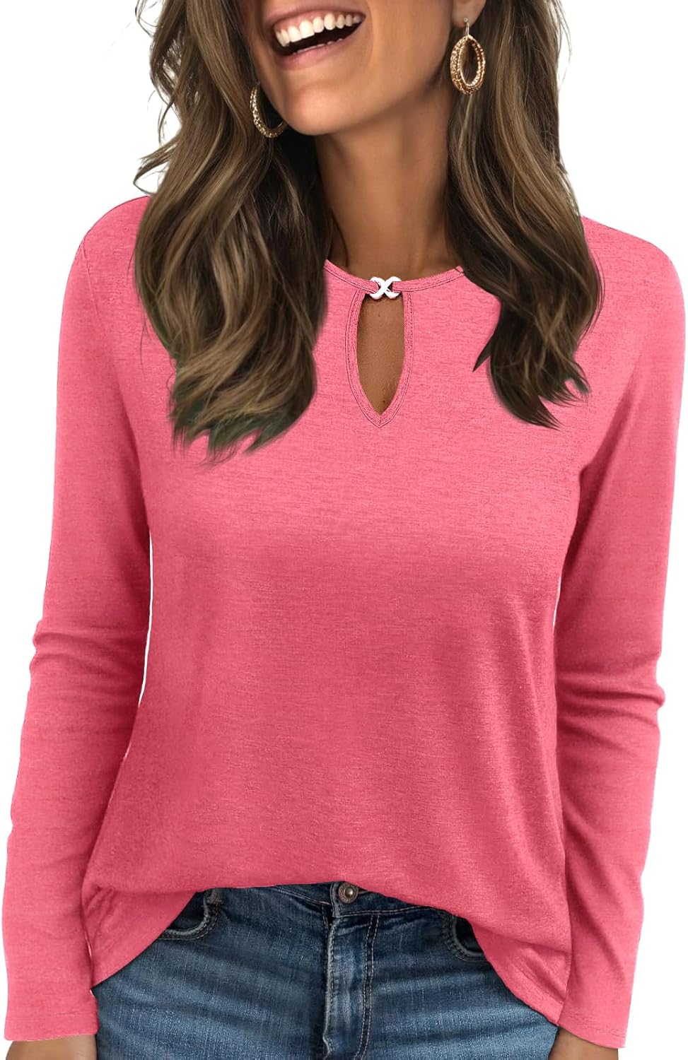 Long Sleeve Shirts for Women Crew Neck Women Long Sleeve Tops Casual Fall Tops Trendy Cute T Shirts Outfits Clothes