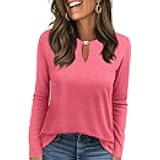 Long Sleeve Shirts for Women Crew Neck Women Long Sleeve Tops Casual Fall Tops Trendy Cute T Shirts Outfits Clothes