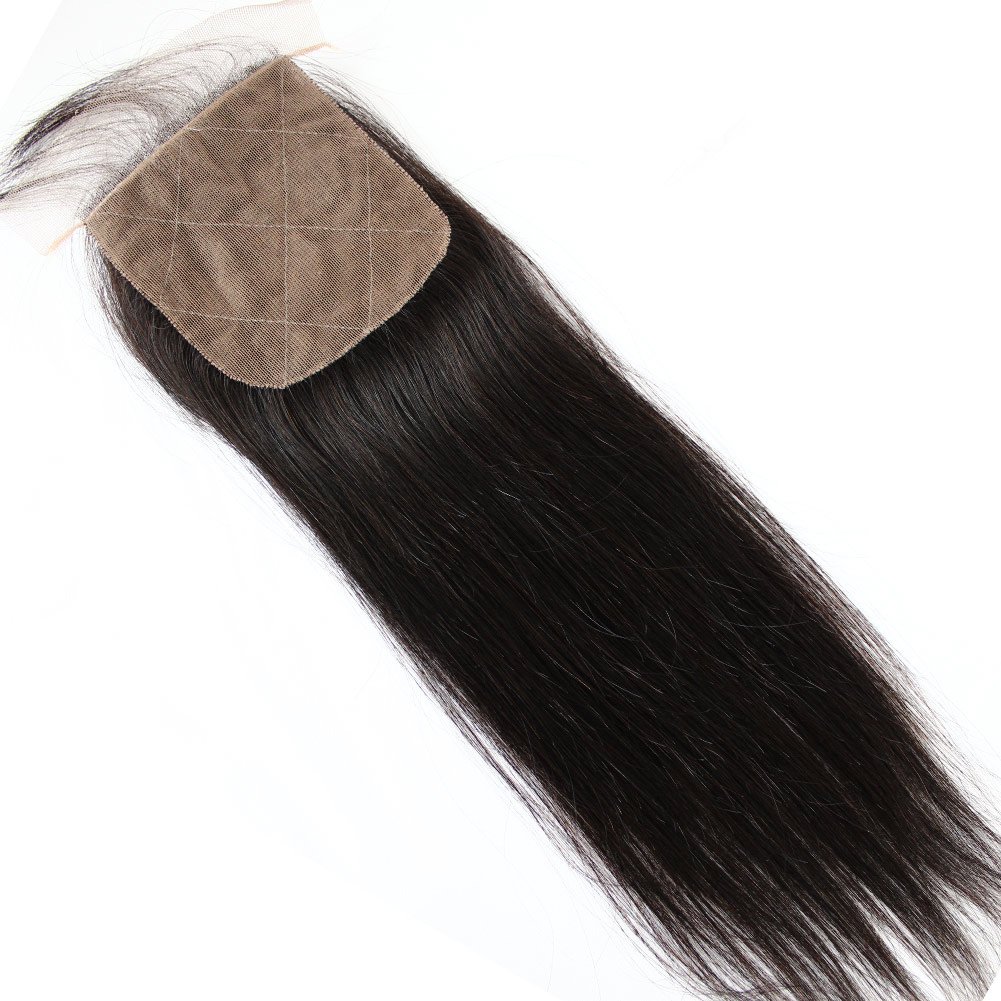 Bella Hair Free Part Silk Base Closure Straight, 130% Density Natural Color Remy Virgin Human Hair 4x4inch Top Closure (10inch)
