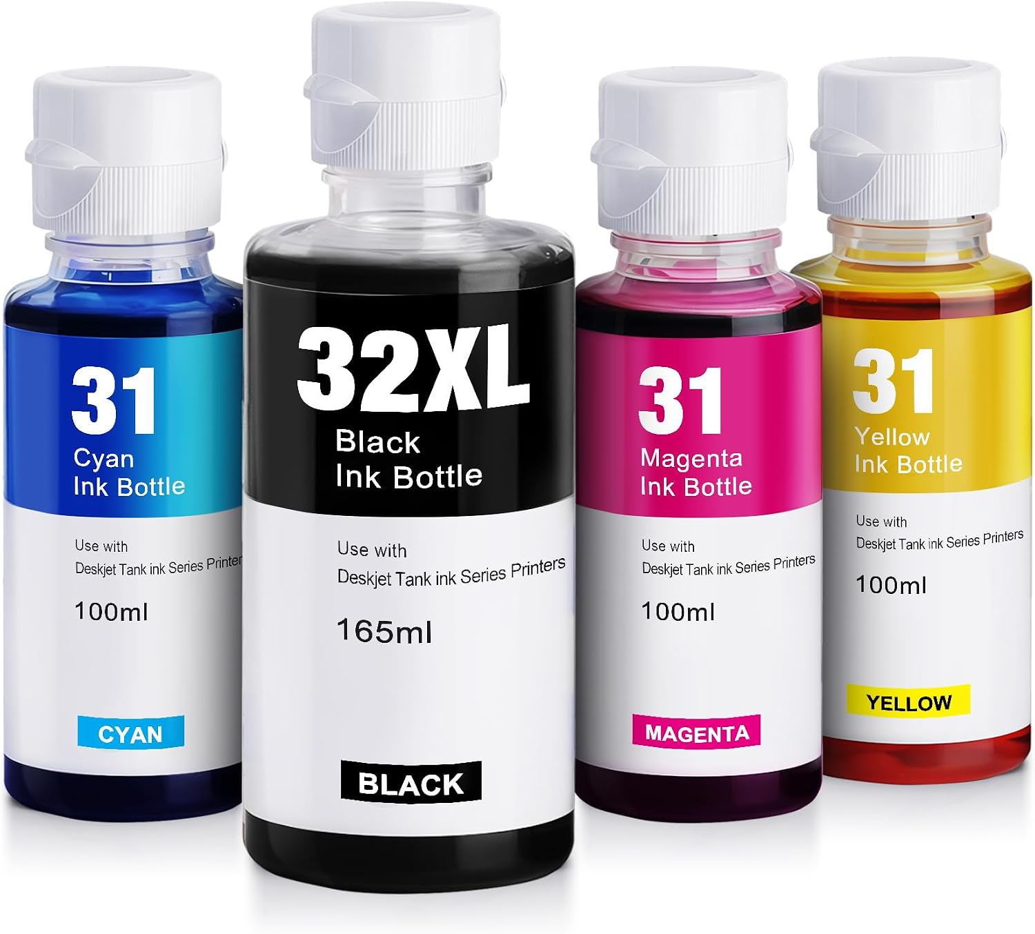 Compatible for HP 31xl 32xl Black Ink Bottle for HP Smart Tank 7602 6001 5101 7301 6000 5102 5000 5103 7002 7001 7302 Series for Smart Tank Plus 651 551 Printers (4 Bottles)