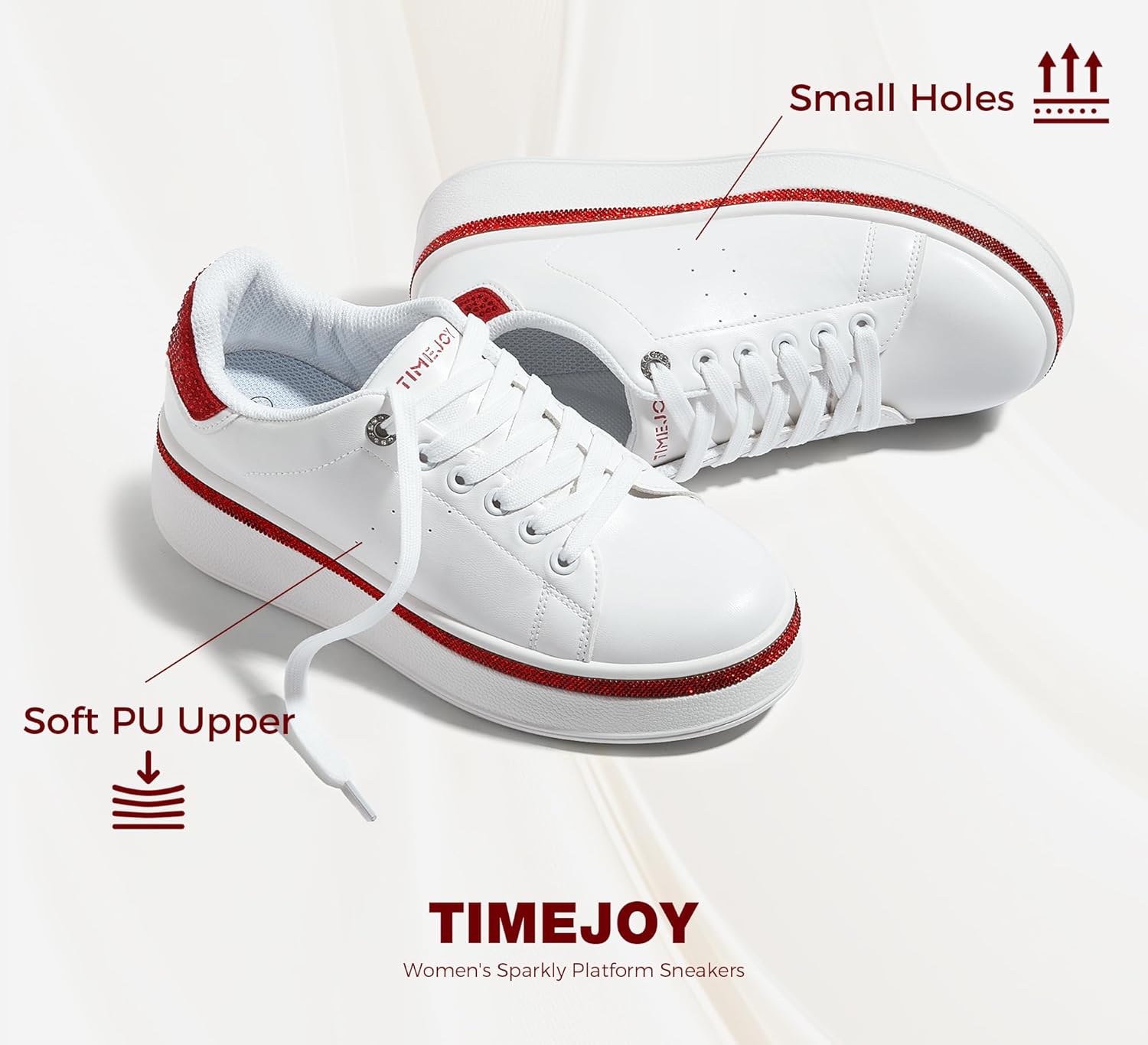 Women's Sparkly Platform Sneakers Casual Shoes with Glitter Accents & 2-Inch Thick Non-Slip Sole for Streetwear, Everyday Shine - Image 4