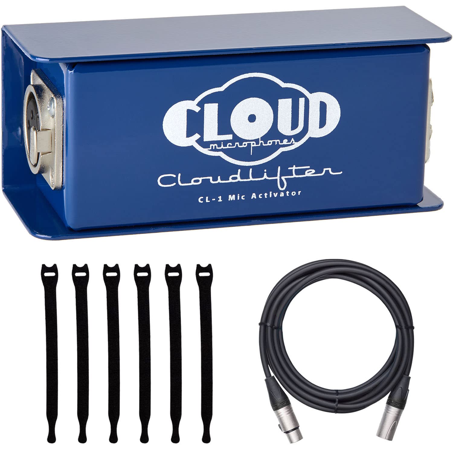 Cloud Microphones Cloudlifter CL-1 Channel Mic Activator + Mic Cable XLR-M to XLR-F + Reusable Cable Ties 7-Pack