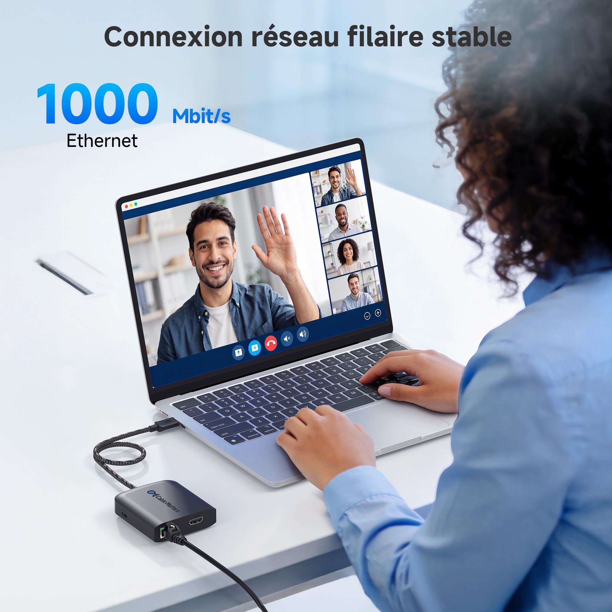 Cable Matters Hub USB-C 8K HDMI 2.1, Dock USB-C HDMI, Noir | 8K@30Hz / 4K@120Hz, Ethernet Gigabit, charge USB PD 100 W, transfert de données 5 Gbit/s, noir
