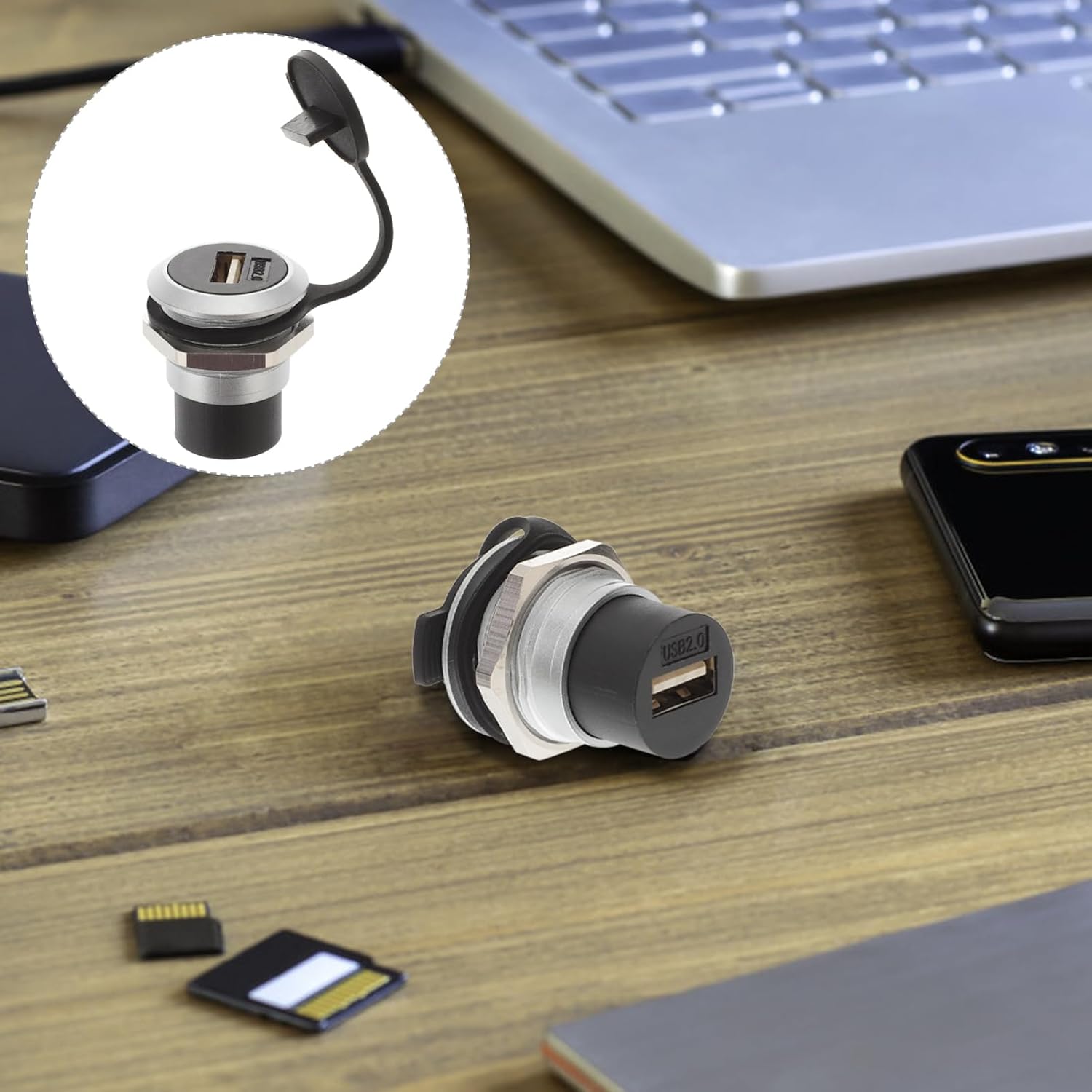 4pcs USB Pass Through Connector Industrial USB Panel Mount Coupler Female to Female Adapter for Desktop Laptop Media Player High-Speed Data Transfer Charging
