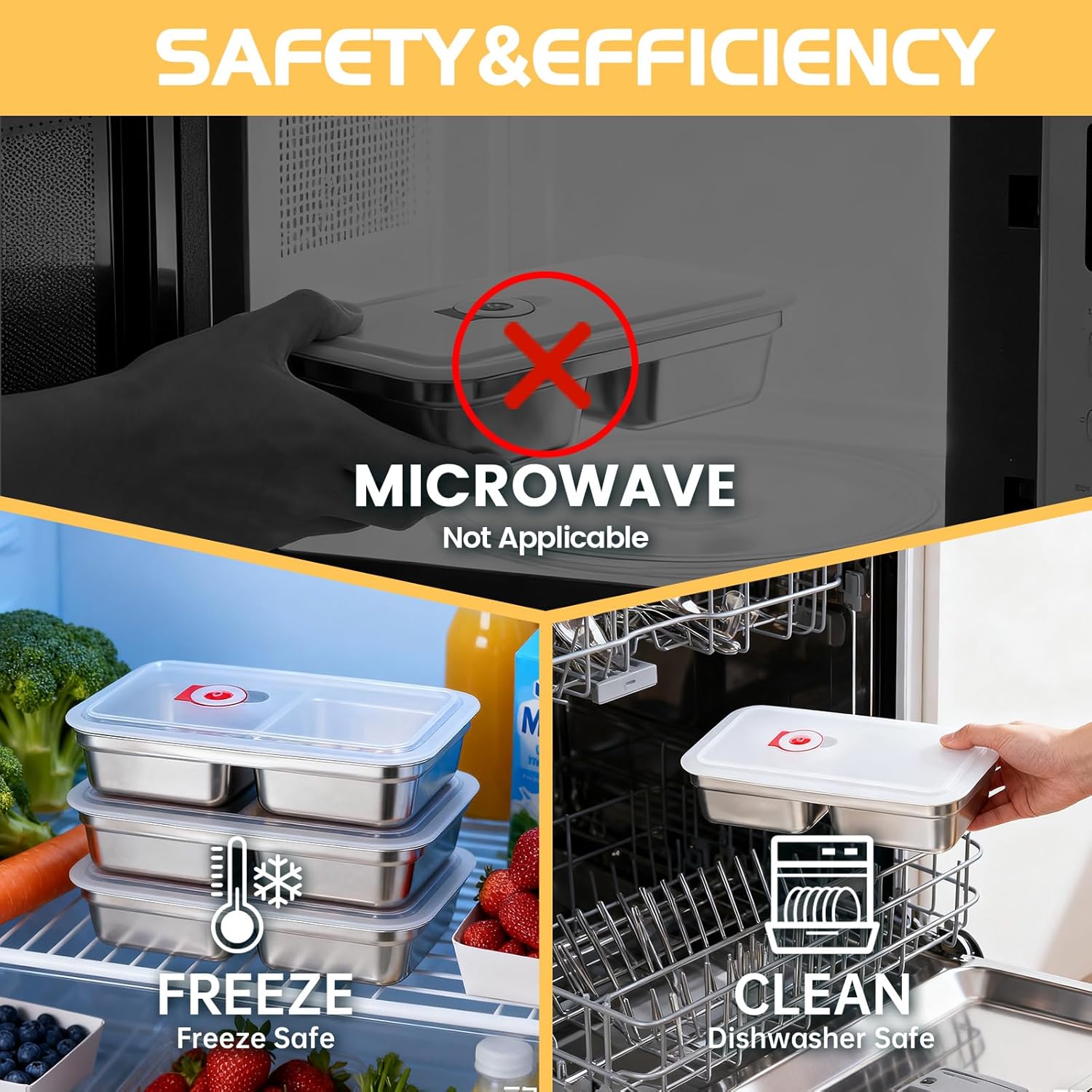 4 Pack Reusable Stainless Steel Snack Containers with Lids, Double Compartment Grab and Go Snack Food Storage Durable Portable for Adults Travel and Outdoor Camping Lunch Snack Boxes - Image 5