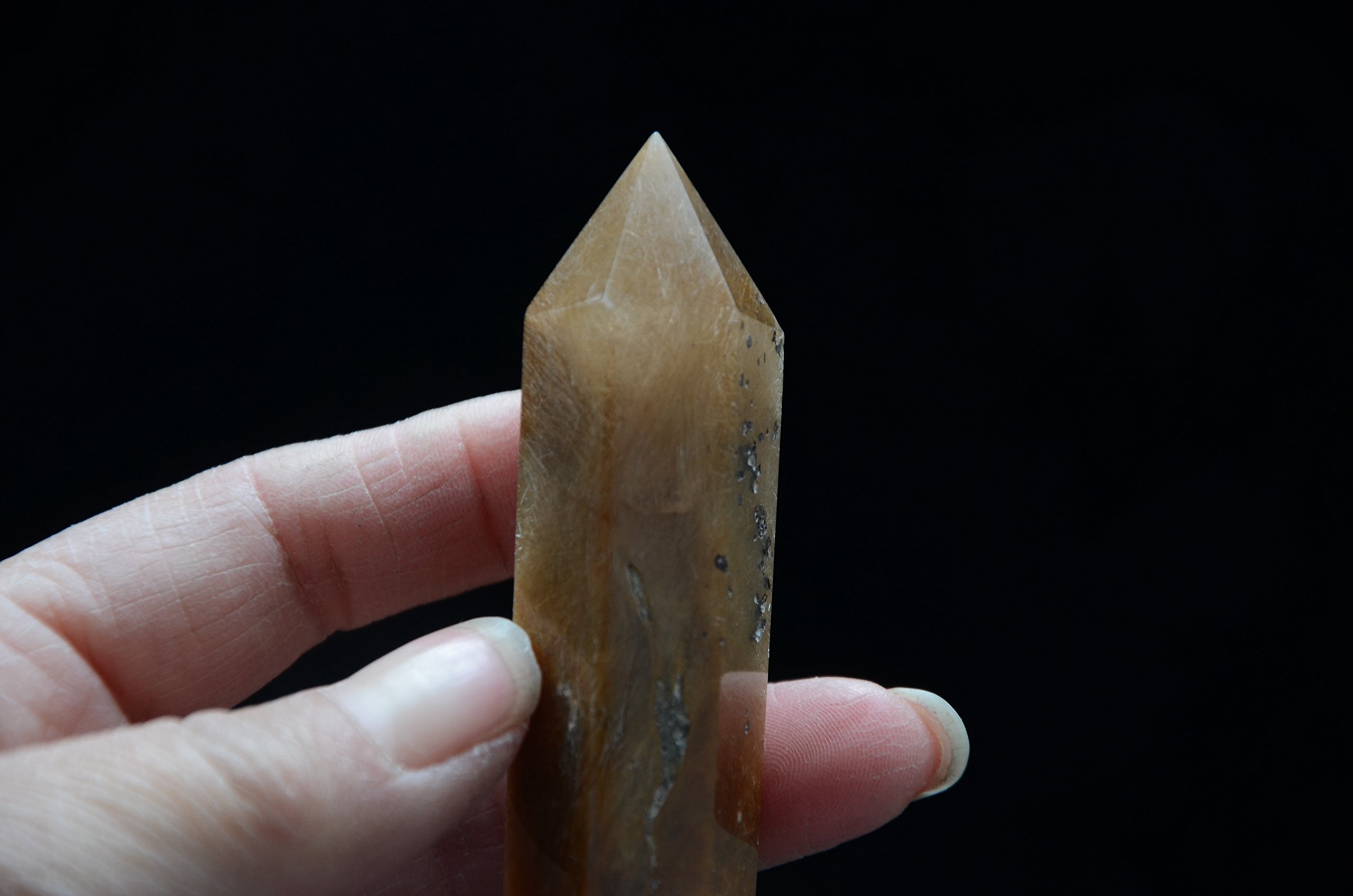 Real Tibet Himalayan High Altitude 6 Sided Single Terminated Gold Rutilated Crystal Point Quartz Wand 2.55 inch Spiritual Crystal Specimen