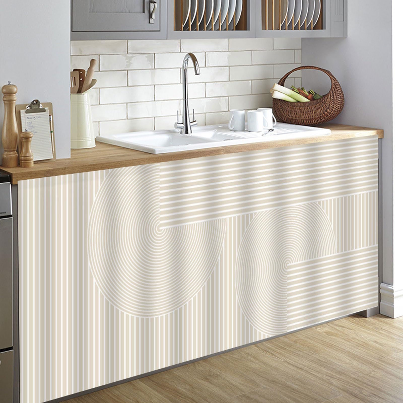 Cammeciso Style F Curtains Under The Sink,Cabinet Curtains For Shelves,Bookcase Dustproof Curtain,Wardrobe Kitchen Cabinet Curtain,Self-Adhesive,Good Drape,For Wardrobes,Bookshelves,Shoe Cabinets
