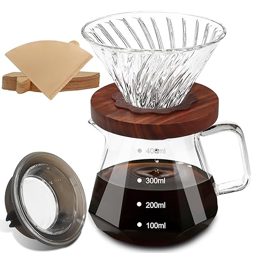 Coffee Pour Over 13.5oz 400ml High Borosilicate Glass Pour Over