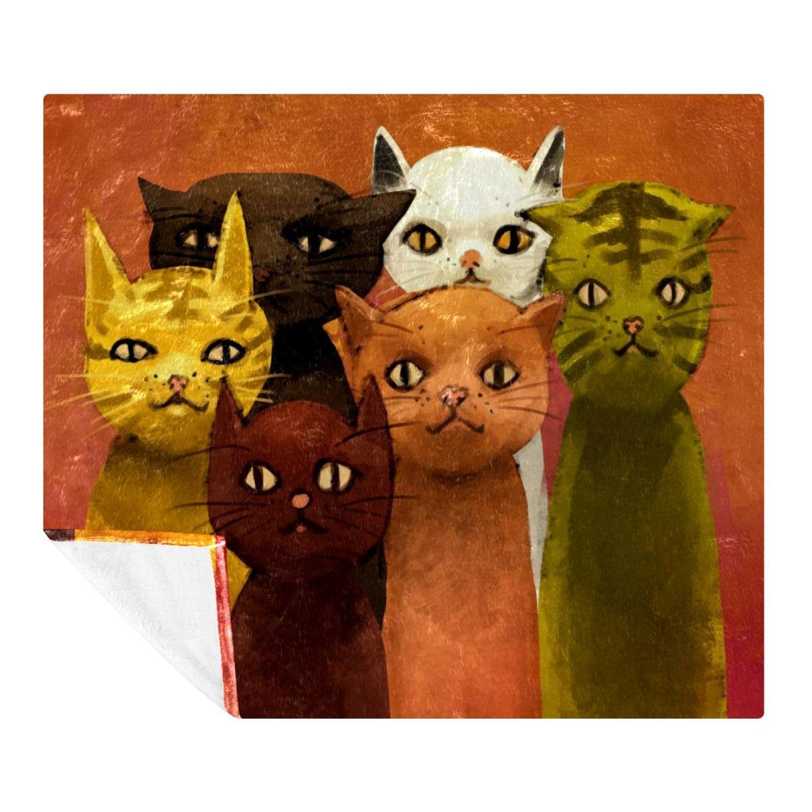 Couverture douce Six Cats anti-froid en microfibre polaire légère pour lit et canapé