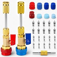 31Pcs R134A Valve Core Quick Remover Installer Tool Set, High Low Pressure AC Valve Core Remover Tools with R134A Valve Core AC Service Port Cap Valve Stem for Refrigerant Air Conditioner System