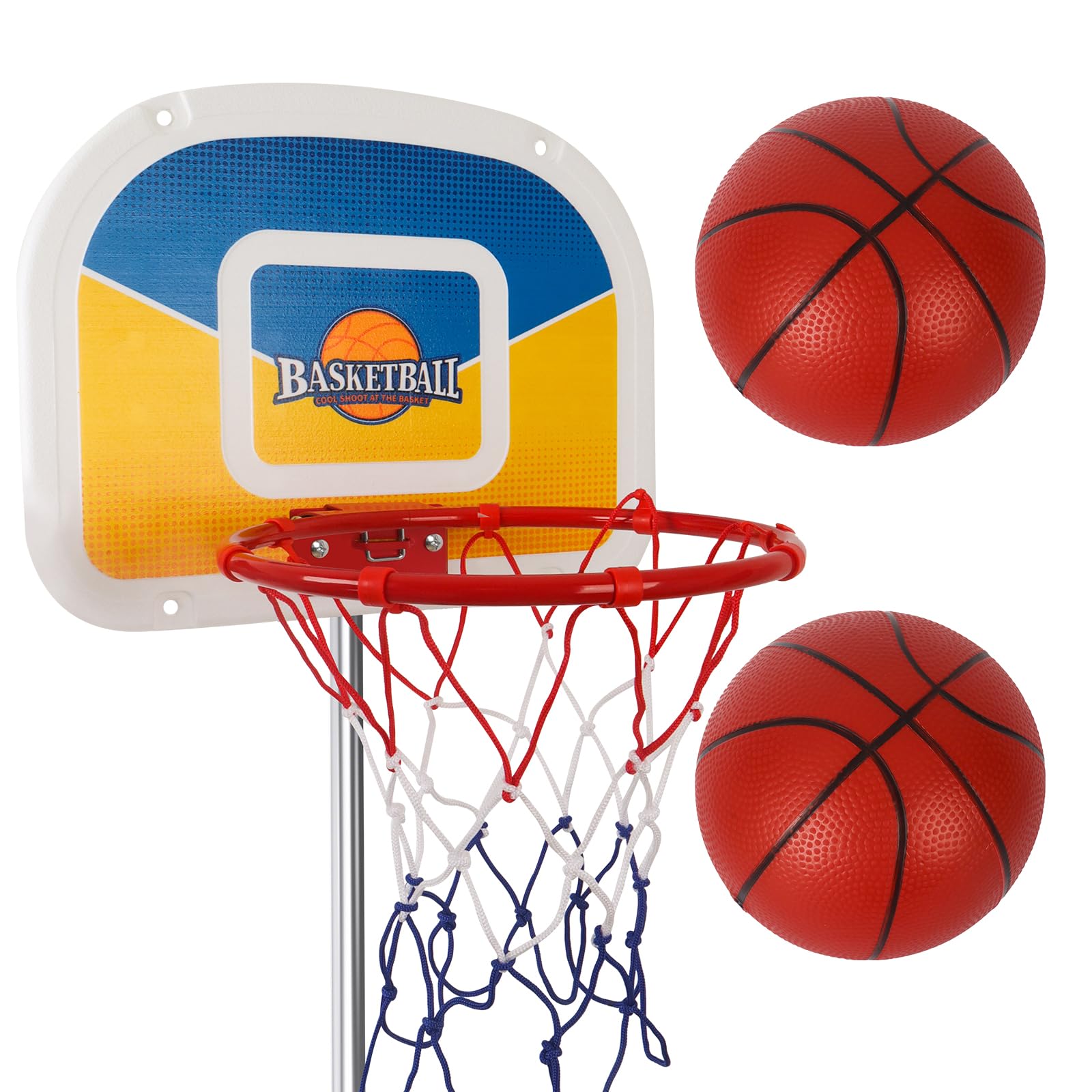 Trampoline Basketball Hoop, Basketball Hoop for Trampoline with Pump and 2 Mini Ball, Fit for Straight Pole