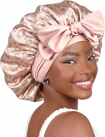 YANIBEST Adjustable Silk Bonnet for Sleeping Women Double Layer Satin Bonnet Reduce Friction Prevent Frizz Curly Hair