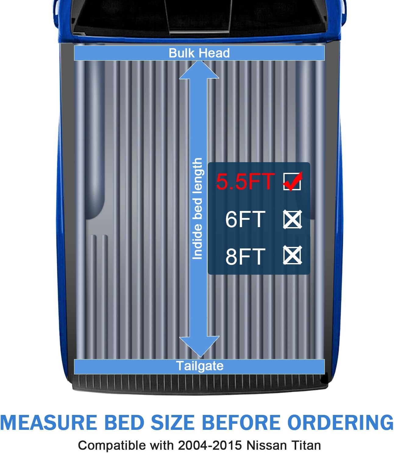 DICMIC Soft Tri-Fold Truck Bed Tonneau Cover Compatible with 2004-2015 Nissan Titan 5.5FT Bed