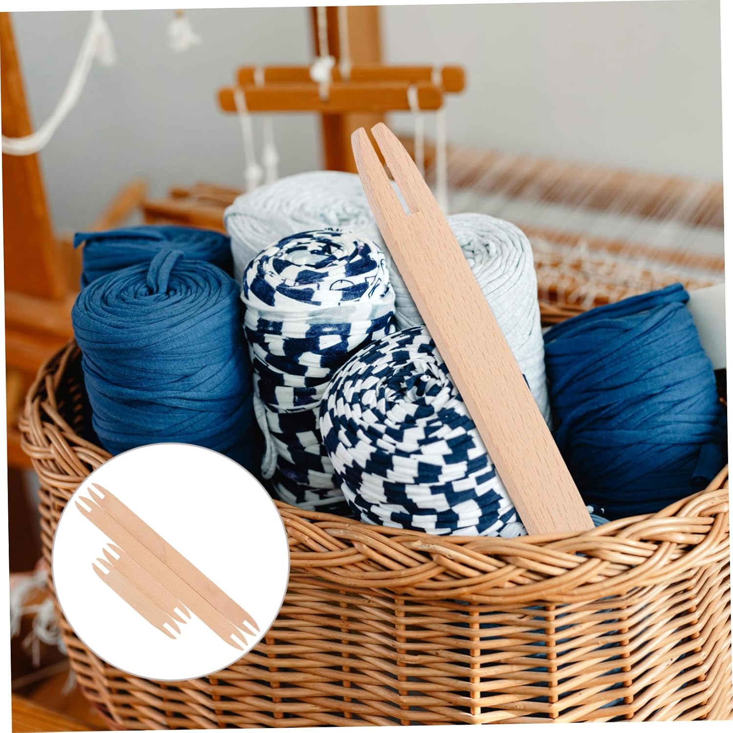 jojofuny 4Pcs Wooden Weaving Shuttle Kit Durable DIY Knitting Tools for Sweater and Scarf Crafting Lightweight and Easy to Use for Beginners and Advanced