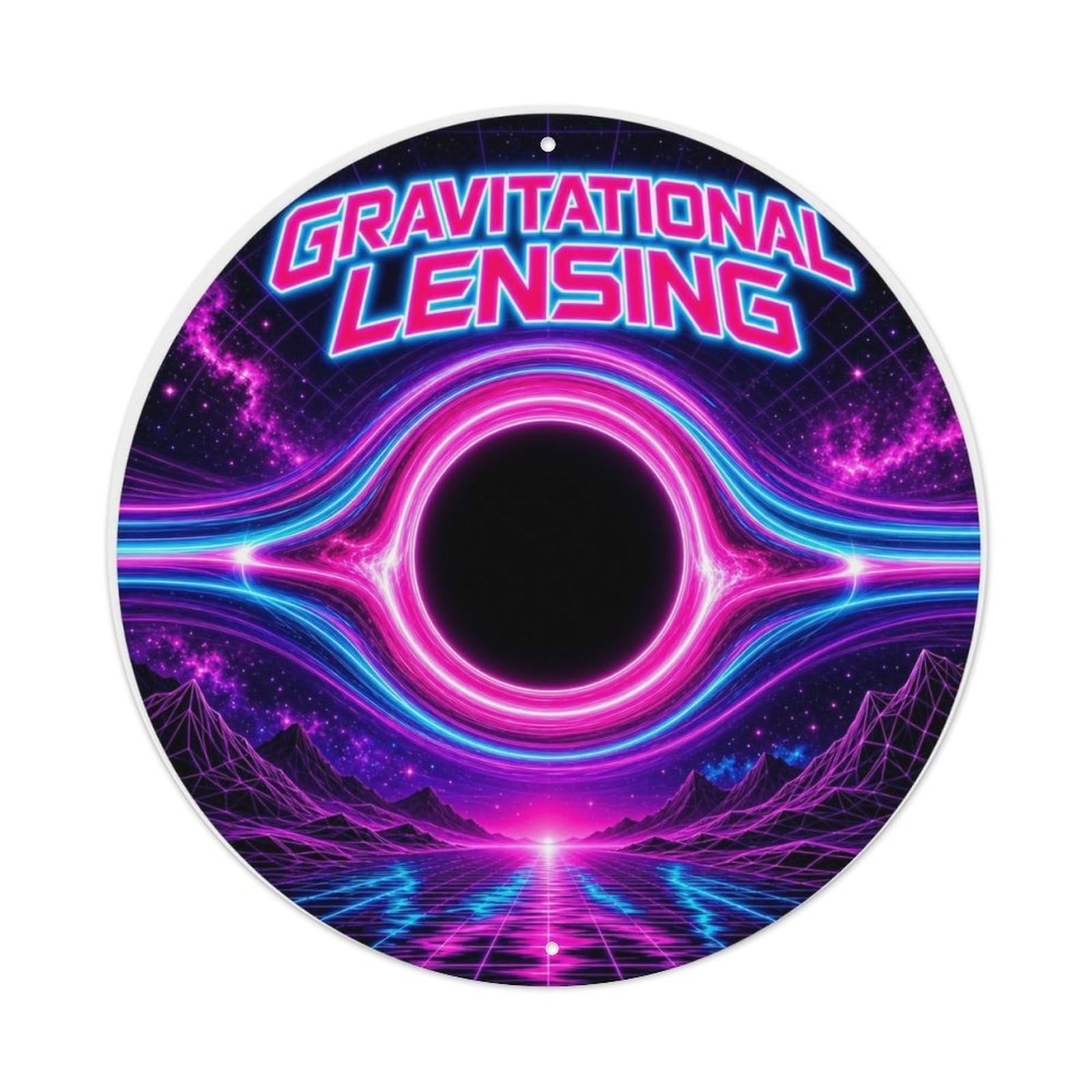 Cosmic Physics High Energy Black Hole Relativity Metal Tin Sign Plaque Wall Decor for Cafe, Man Cave, Club Bar, Office, Home Garden Round Metal Poster 8x8Inch