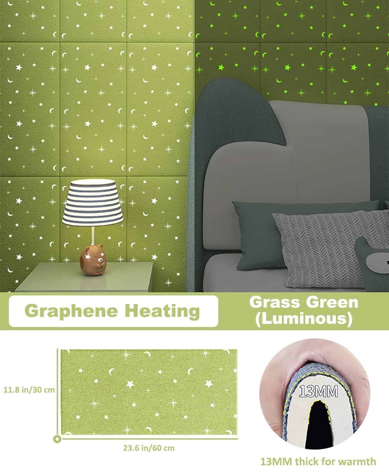 Wandbekleding voor kinderen met autisme, 3 stuks schil en plak hoofdeinde gestoffeerde wandpanelen, kwekerij decor muur opgevuld, 3D muurstickers voor speelkamer, dansclub,D,11.8x23.6in/3 Pcs