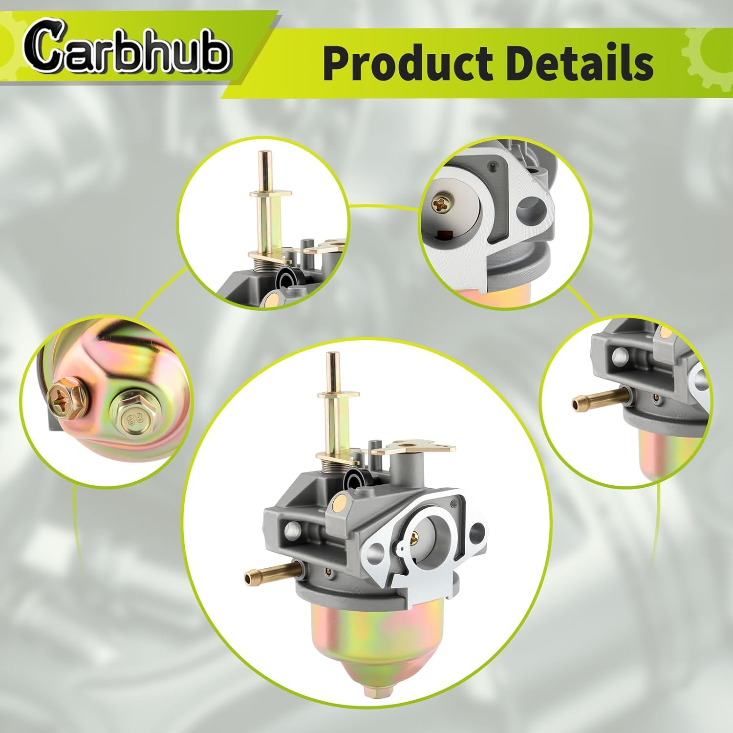 Detailed views of the carburetor components and assembly points