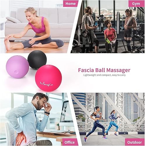 Miniatura 7 de Bola de masaje vibratoria de 3 pulgadas, bola de masaje con vibraciones de 5 velocidades para músculos y fitness, alivio del dolor de fascitis