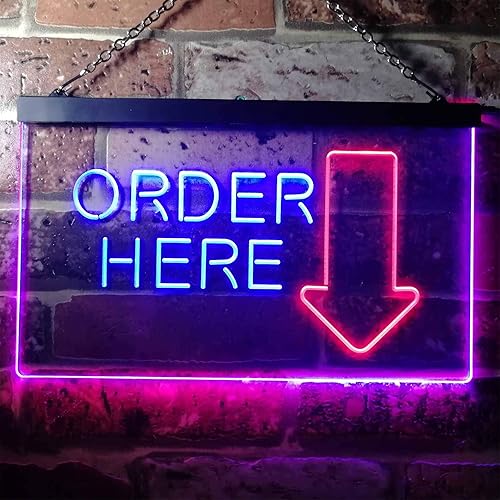 Miniatura 2 de ADVPRO Ordene aquí Cashier Shop Letrero de neón LED de doble color rojo y azul 12 "x 8.5" st6s32-i3373-rb