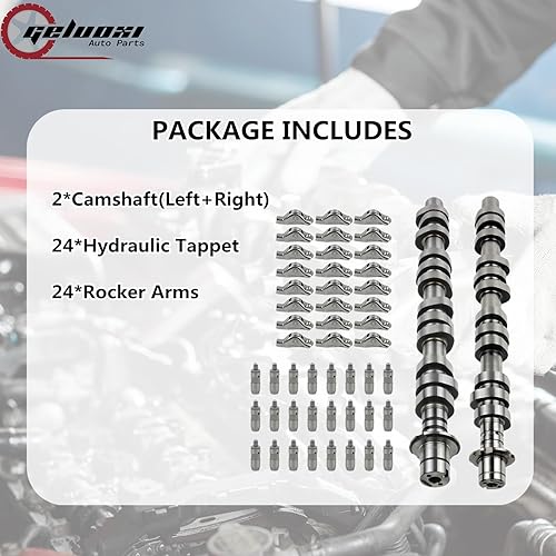 Miniatura 9 de GELUOXI Árbol de levas izquierdo y derecho, 24 elevadores de taqueta, kit de 24 brazos basculantes 5L1Z6250AA Reemplazo para Ford Expedition F150