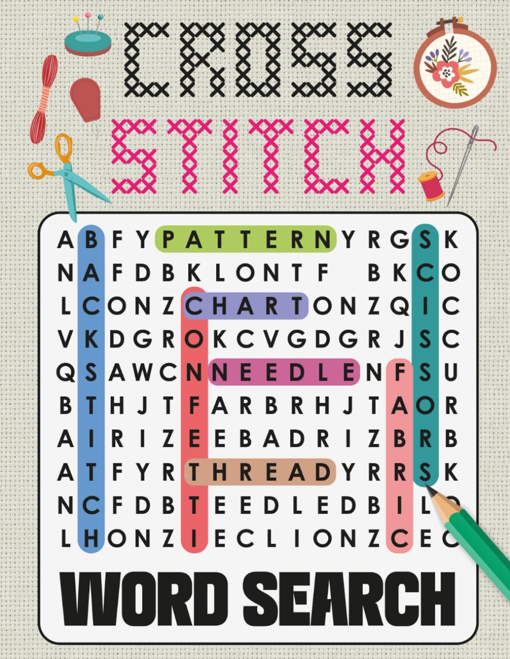 Cross Stitch Word Search: +1000 Themed Cross Stitch Word Searches, Gifts for Cross Stitchers & Sewing Lovers | Large Print