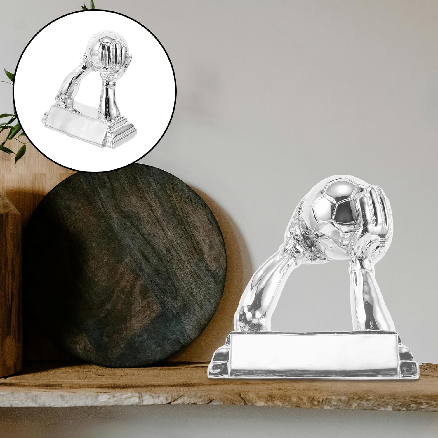 balacoo Soccer Award Trophy Goalkeeper Gloves 13.5x6x16cm Silver Resin Football Trophy for Youth Championship Sports Awards School Soccer Match