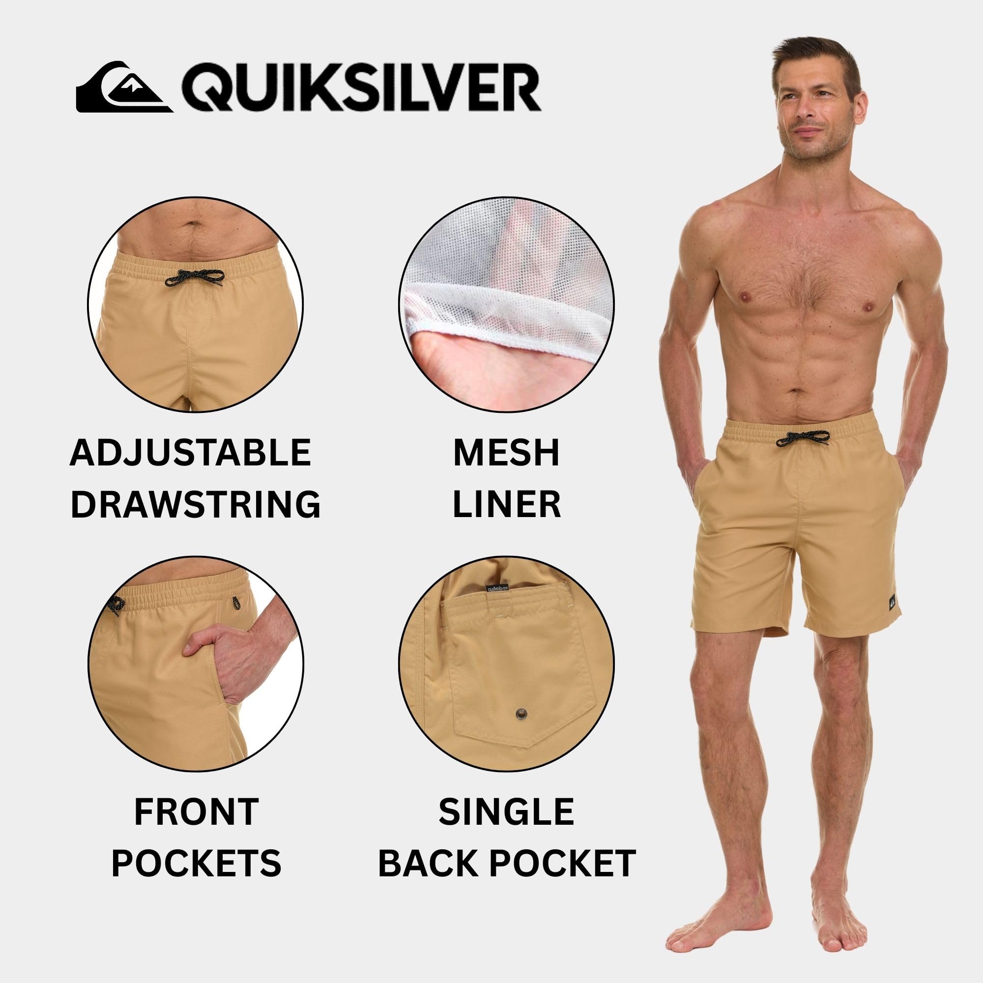 Quiksilver Traje de baño para hombre grande y alto, pantalones cortos de natación de secado rápido de 10 pulgadas