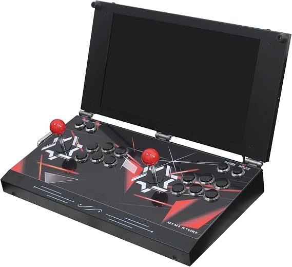 26800 Portable Foldable Tabletop Arcade Console 17.5-inch Screen 1280P Two Players Retro Gaming System, Video Game Console Support Save/Load/Pause VGA and HDMI Output (Red 9800 Retro Cube)
