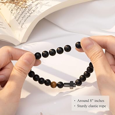To Mens Gifts Cross Bracelet for Son, Grandson, Dad, Husband, Godfather, Men - Birthday Graduation Retirement Christmas Christian Gift for Teens Men