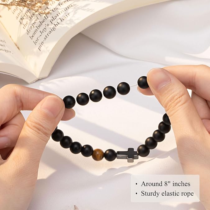 To Mens Gifts Cross Bracelet for Son, Grandson, Dad, Husband, Godfather, Men - Birthday Graduation Retirement Christmas Christian Gift for Teens Men