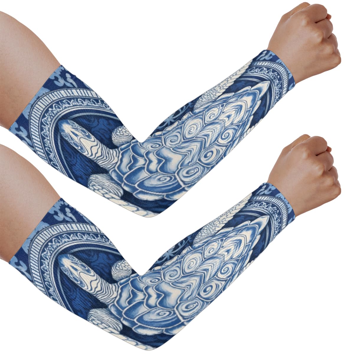 Turtle UV Sun Protection Arm Sleeves, Retro Sea Turtle Gardening Sleeves with Thumb Hole Farm Cooling Arm Sleeves for Women Men