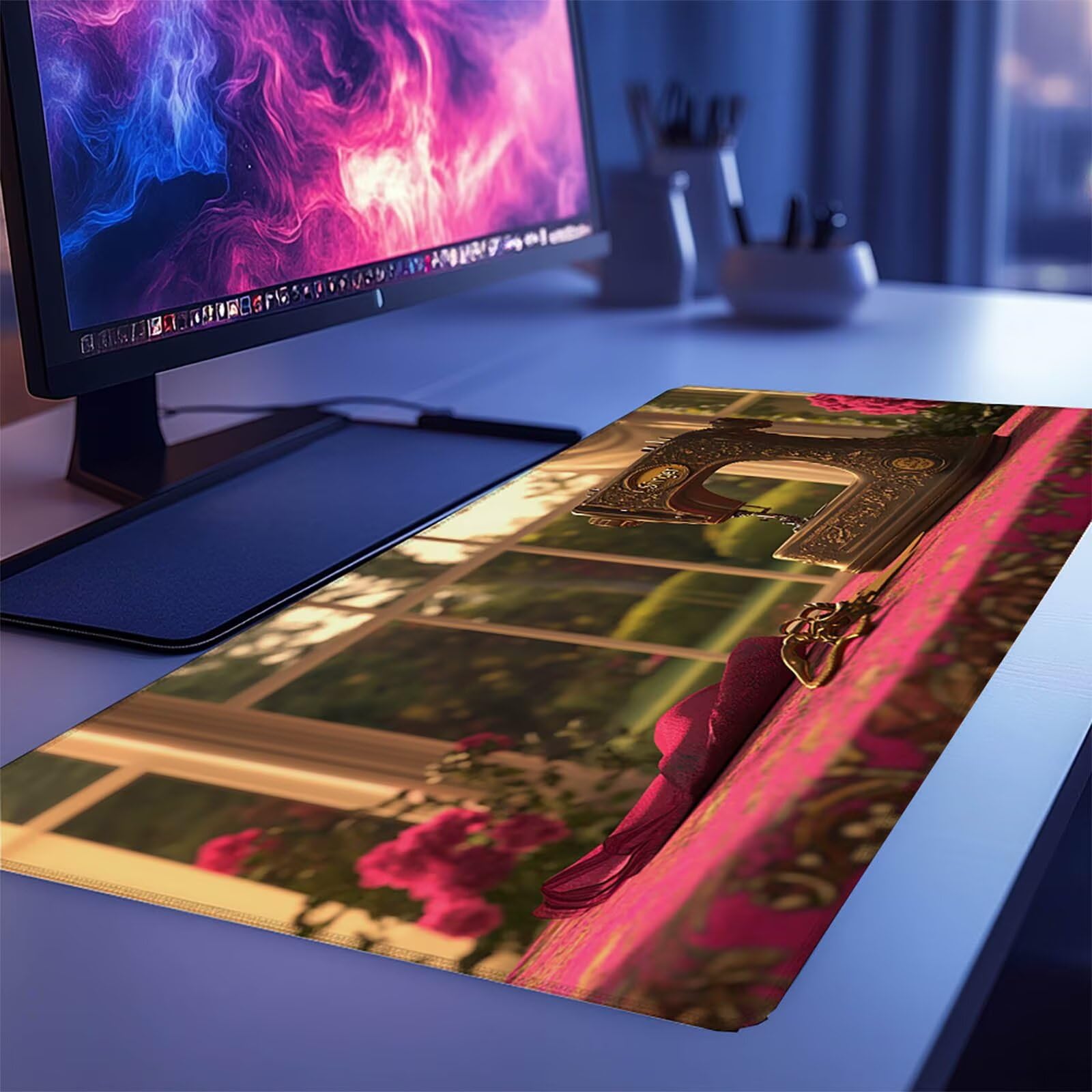 Kolorowa podkładka pod mysz xxL 1000x500x3mm, maszyna do szycia pod mysz biurowa z antypoślizgową i wodoodporną gumową podstawą, poprawiaj dokładność i szybkość, do biura Deco GYL8528
