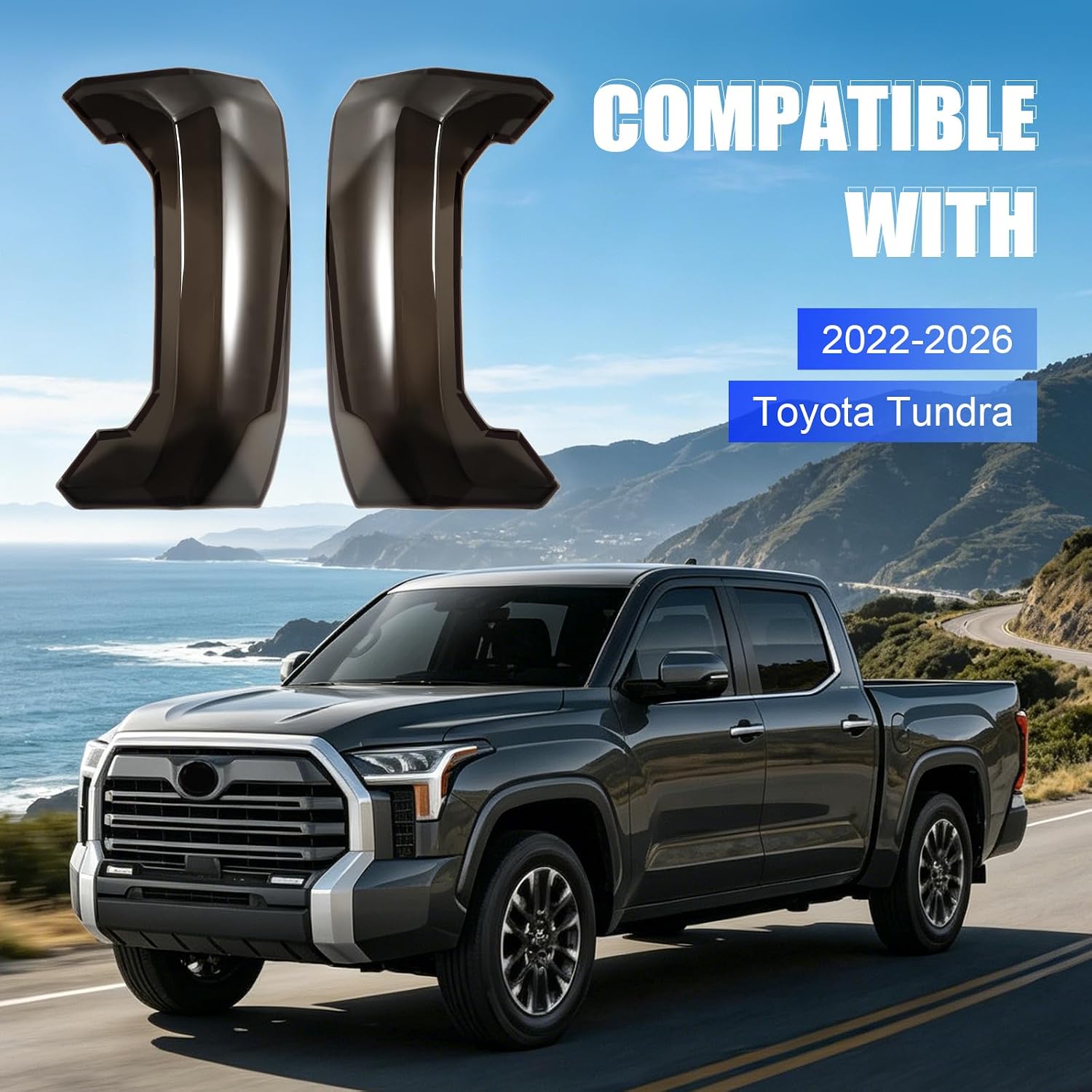 GearUp Smoked Black Rear Tail Light Cover for Toyota Tundra 2022-2026