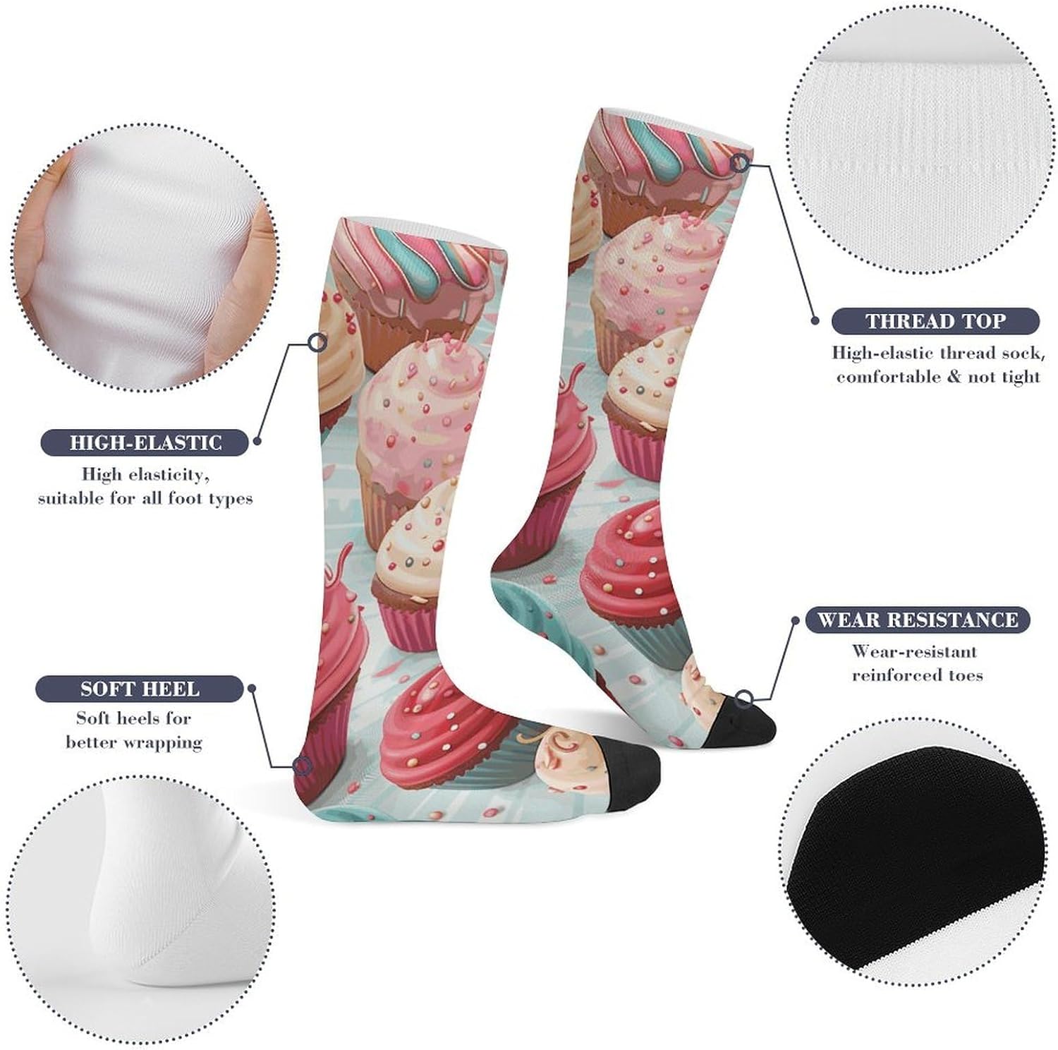 Colorful Sweet Lollipop Cupcake Donut Socks Soccer Sock Hockey Sock Basketball Socks Baseball,Softball,Volleyball,Lacrosse,Soccer for Men, Women,Team Sports It's The Best Gift for Her