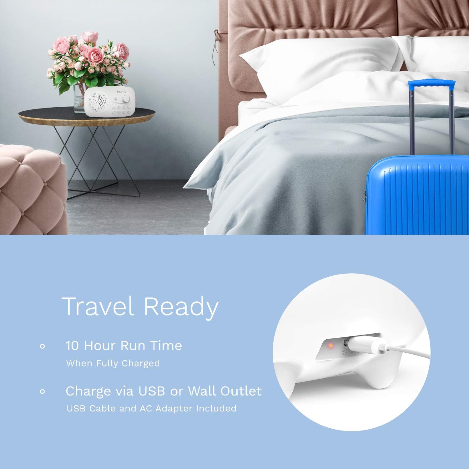 hOmeLabs Portable White Noise Machine - 8 Surprisingly Soothing Sounds for Sleep, Slumber, Siesta or Snooze : Health & Household