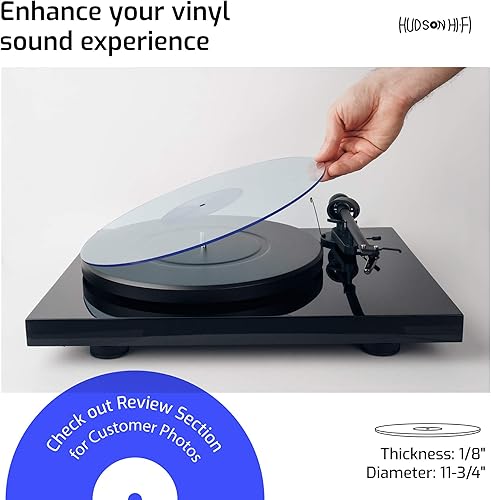 Vista 42 de Tapete acrílico para plato giratorio de 11.75 pulgadas, tapete acrílico de disco de vinilo blanco mecanizado de precisión con hueco de etiqueta