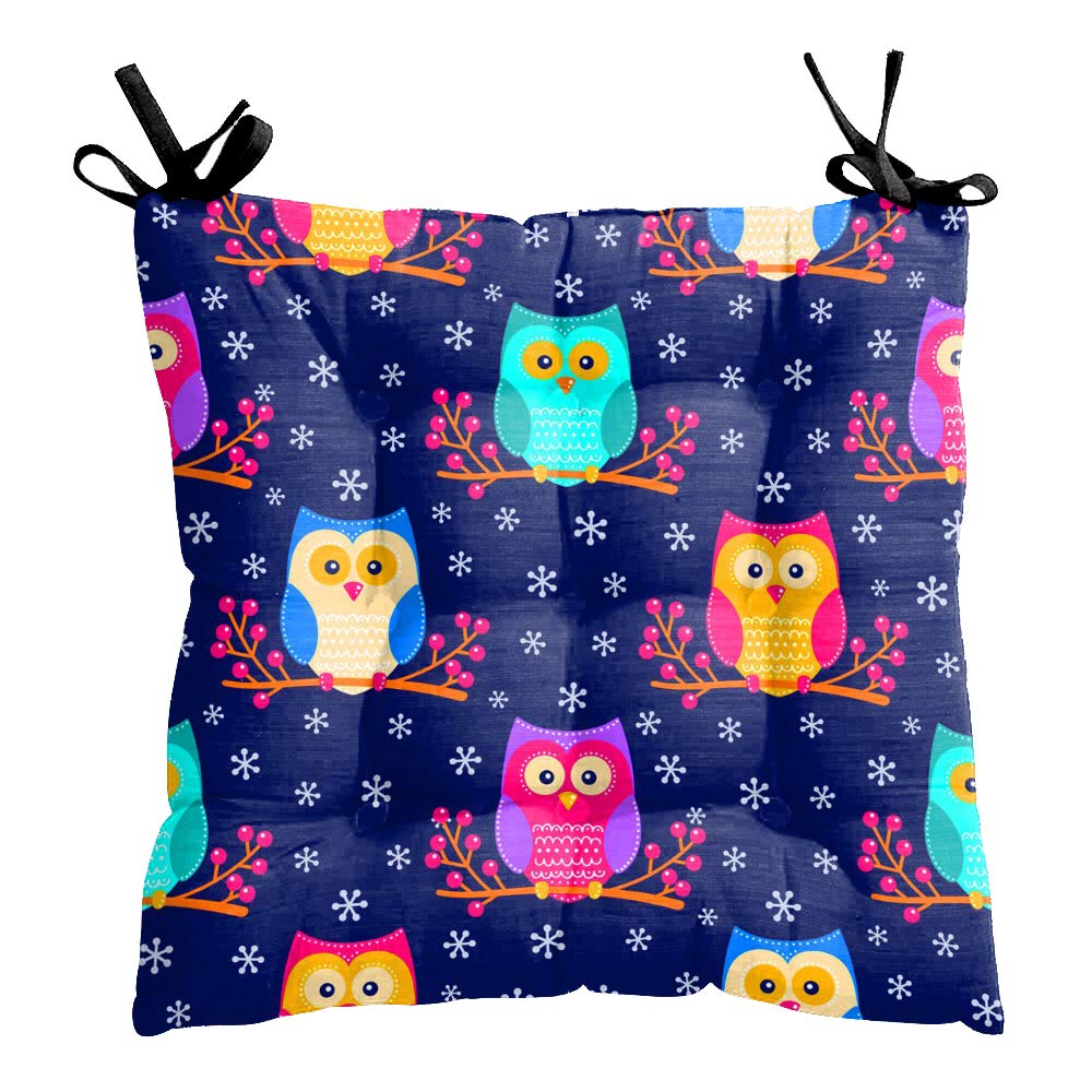 MUKESH HANDICRAFTS Flower Printed Square Chair Pads/Seat Cushions with Ties, Large Size for Sitting,Pooja, Dining Table,Indoor & Outdoor (18x18 Inches), One Pcs-image-5