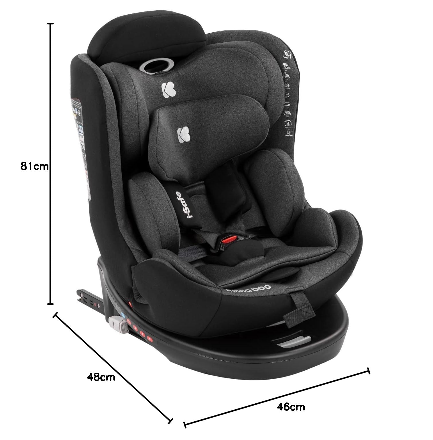 i-Safe i-SIZЕ Autositz, 40-150 cm, Dunkelgrau
