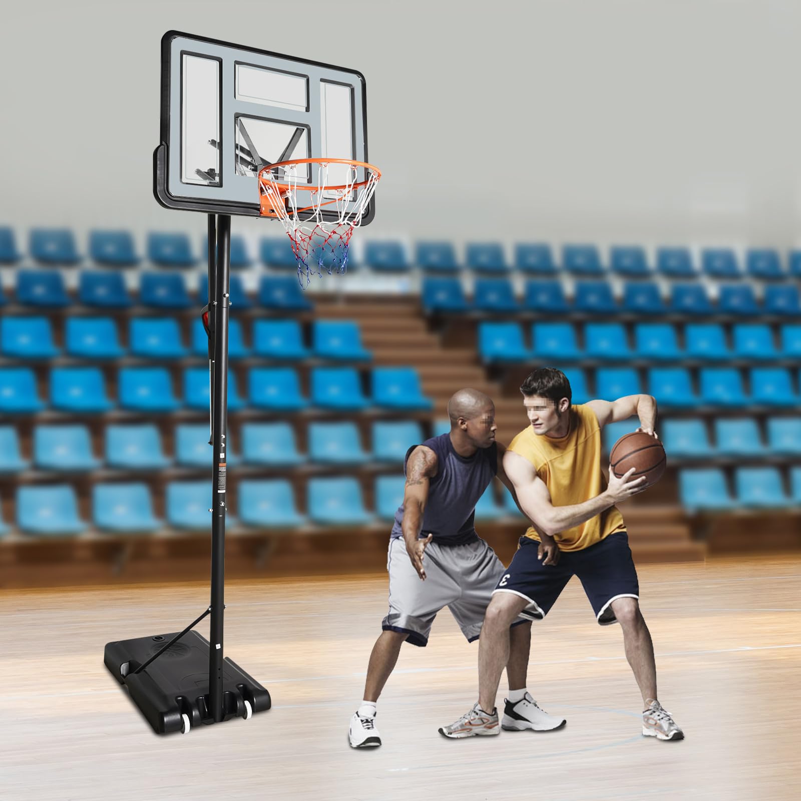 Canasta de baloncesto al aire libre, altura ajustable, soporte para canasta de baloncesto para exteriores, 1,7 – 3,05 m, cesta móvil con ruedas, base estable rellenable, para jardín, patio, parque