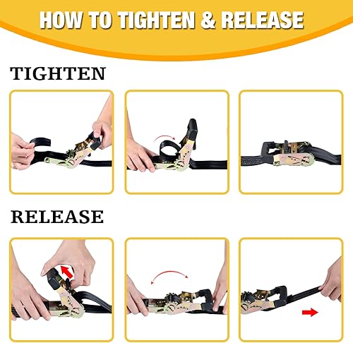 Miniatura 14 de Correas de amarre de trinquete sin fin, paquete de 2 correas de carga de 1 pulgada x 8 pies, resistentes para motocicletas, remolques, kayak
