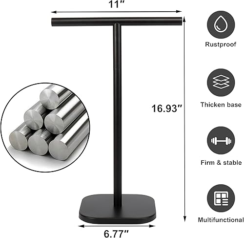 Miniatura 5 de TocTen Soporte para toallas de mano toallero de mano en forma de T con base de mármol natural para encimera de tocador de baño soporte de barra de
