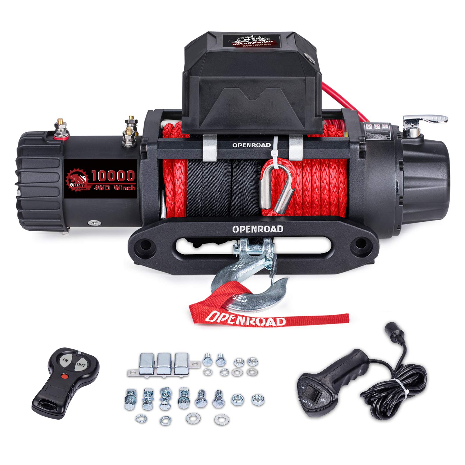 Buy OPENROAD 10000 lb Electric Winch with Synthetic Winch,12V DC Truck