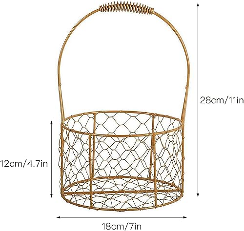Miniatura 4 de Cesta de almacenamiento de alambre con asa, cesta de flores portátil, cesta de flores marfil, cesta geométrica de metal de hierro para niña de