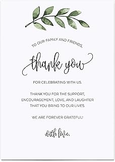 321Done Greenery Thank You Place Setting Cards, 5x7 White - Made in USA, Table Placecards for Wedding, Party, Retirement, Graduation, Birthday, Shower, Baby, Bridal - Pack of 50