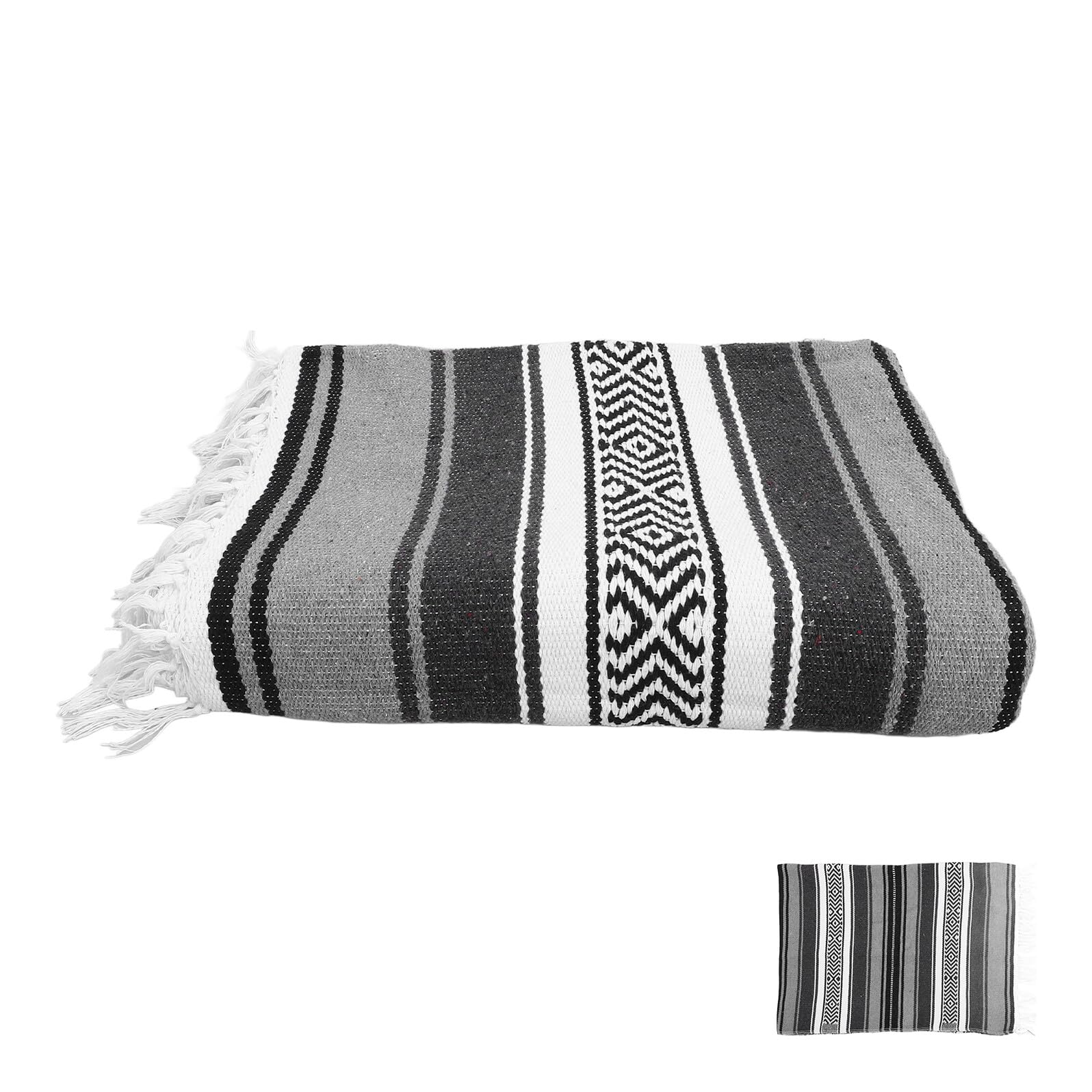 Couverture mexicaine tissée EXCEART grise 130x180cm en coton et polyester pour canapé et yoga