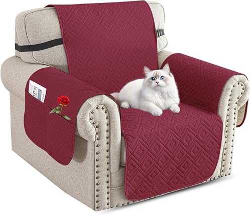Miniatura 51 de XINEAGE Funda de sofá 100% impermeable para mascotas, funda de sofá antideslizante lavable, fundas de sofá para 3 cojines, protector de muebles con