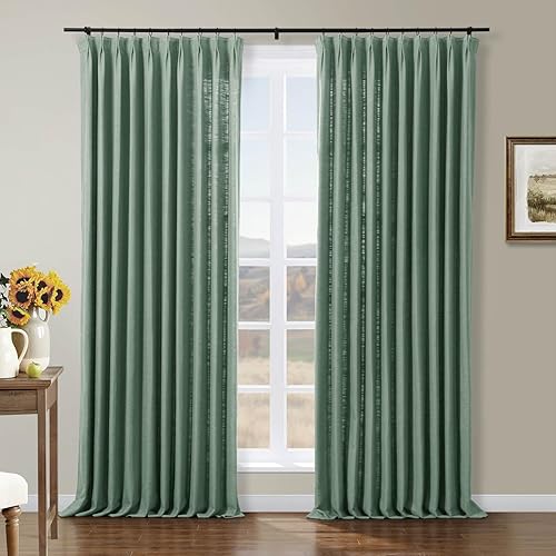 Miniatura 206 de Drapifytex Cortina plisada de lino sintético, cortina para oscurecer la habitación, 56 pulgadas de ancho x 96 pulgadas de largo, cortina de cobre 26