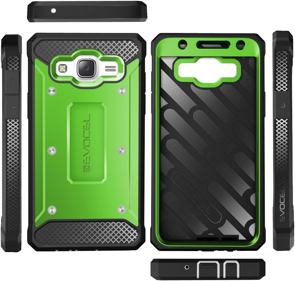 Galaxy J7 (2015) Case, Evocel [Explorer Series] Premium Full Body Case with Rugged Belt Clip Holster for Samsung Galaxy J7 (J700), Green (EVO-SAMJ7-ZZ12)